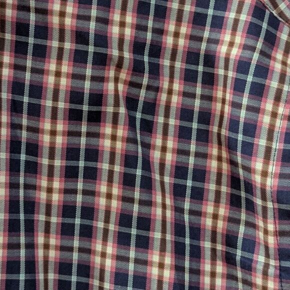 Peter Millar Men's M Cotton Checkered Button Down Long Sleeve Shirt Chest Pocket - Picture 4 of 5